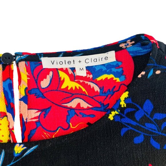 Violet + Claire Womens Size Medium Pullover Short Sleeves Floral Colorful - Picture 2 of 6